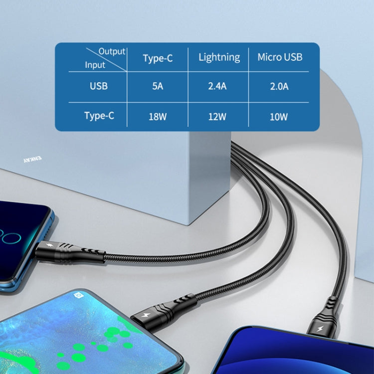 ENKAY 6-in-1 5A USB / Type-C to Type-C / 8 Pin / Micro USB Multifunction Fast Charging Cable, Cable Length:1m(Grey) - Multifunction Cable by ENKAY | Online Shopping UK | buy2fix