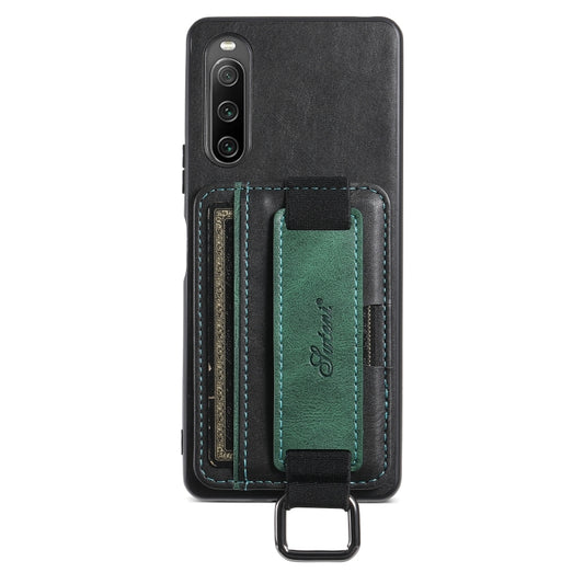 For Sony Xperia 5 V Suteni H13 Card Wallet Wrist Strap Holder PU Phone Case(Black) - Sony Cases by Suteni | Online Shopping UK | buy2fix