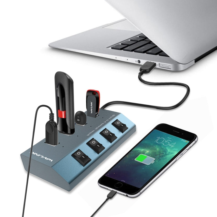 WAVLINK WL-UH3049 USB 3.0 4-Ports Desktop Fast Charger Station with Independent Switch(US Plug) - USB 3.0 HUB by WAVLINK | Online Shopping UK | buy2fix