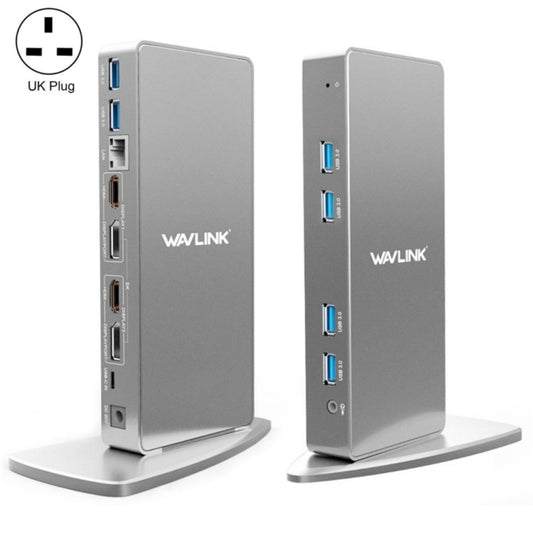 WAVLINK WL-UG69DK7 Laptops Type-C Universal Desktop Docking Station Aluminum Alloy HUB Adapter(UK Plug) - USB HUB by WAVLINK | Online Shopping UK | buy2fix