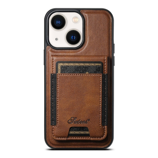 For iPhone 13 Suteni H17 Oil Eax Leather MagSafe Detachable Wallet Phone Case(Brown) - iPhone 13 Cases by Suteni | Online Shopping UK | buy2fix