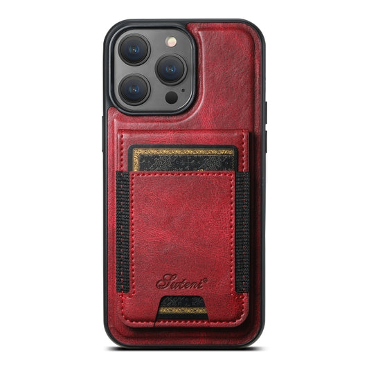 For iPhone 13 Pro Suteni H17 Oil Eax Leather MagSafe Detachable Wallet Phone Case(Red) - iPhone 13 Pro Cases by Suteni | Online Shopping UK | buy2fix