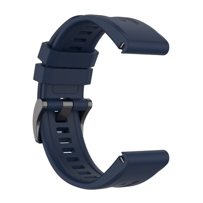For Garmin Quatix 7 Pro Solid Color Black Buckle Silicone Quick Release Watch Band(Dark Blue) - Watch Bands by buy2fix | Online Shopping UK | buy2fix
