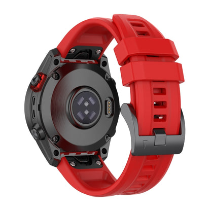 For Garmin Fenix 7 Pro Solid Color Black Buckle Silicone Quick Release Watch Band(Red) - Watch Bands by buy2fix | Online Shopping UK | buy2fix