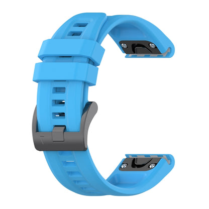 For Garmin Fenix 7 Pro Solid Color Black Buckle Silicone Quick Release Watch Band(Sky Blue) - Watch Bands by buy2fix | Online Shopping UK | buy2fix