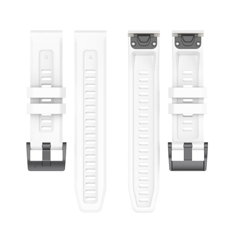 For Garmin Fenix 7 Solar / Sapphire Solar Solid Color Black Buckle Silicone Quick Release Watch Band(White) - Watch Bands by buy2fix | Online Shopping UK | buy2fix