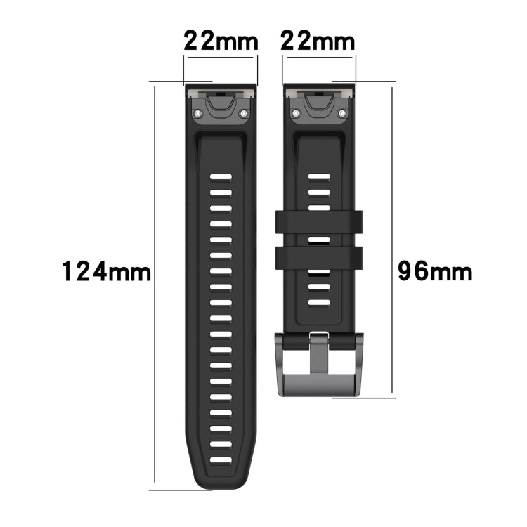 For Garmin Fenix 6 Pro GPS Solid Color Black Buckle Silicone Quick Release Watch Band(Gray) - Watch Bands by buy2fix | Online Shopping UK | buy2fix