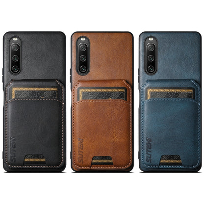 For Sony Xperia 5 V Suteni H02 Leather Wallet Stand Back Phone Case(Black) - Sony Cases by Suteni | Online Shopping UK | buy2fix