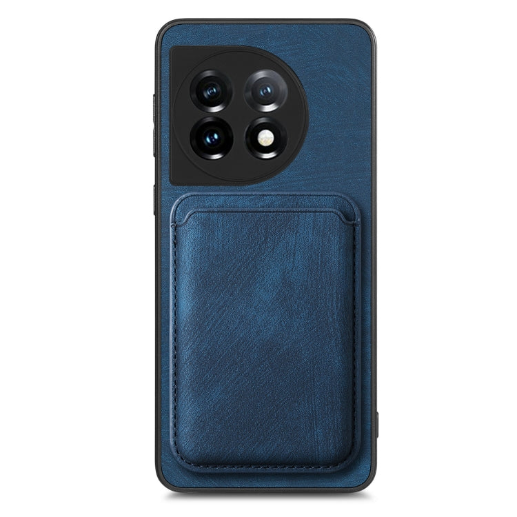 For OnePlus 11 Retro Leather Card Bag Magnetic Phone Case(Blue) - OnePlus Cases by buy2fix | Online Shopping UK | buy2fix