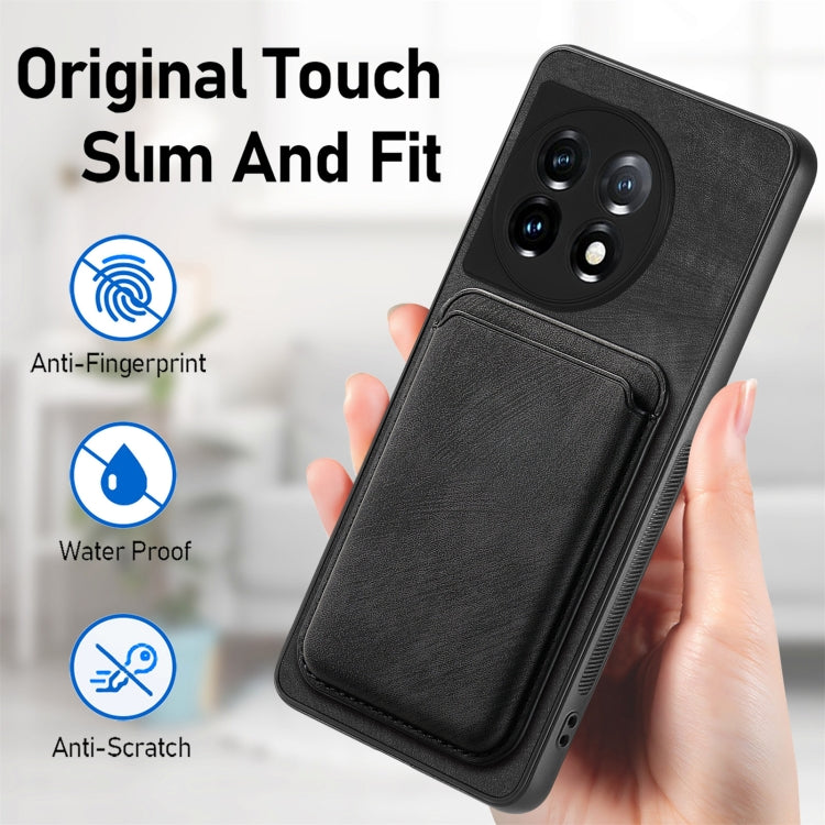 For OnePlus 12 5G Retro Leather Card Bag Magnetic Phone Case(Black) - OnePlus Cases by buy2fix | Online Shopping UK | buy2fix