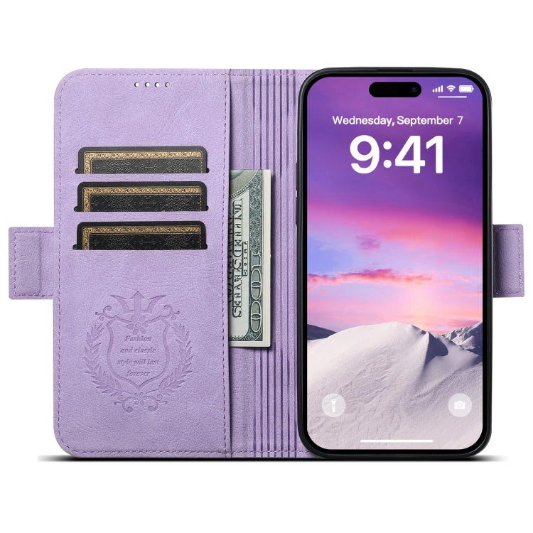 For iPhone 13 Pro SUTENI J07 Multifunctional Horizontal Flip Magsafe Leather Phone Case(Purple) - iPhone 13 Pro Cases by Suteni | Online Shopping UK | buy2fix