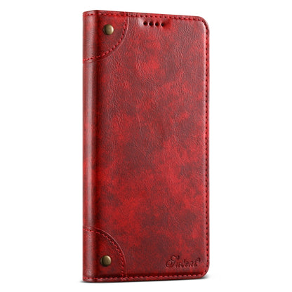 For Samsung Galaxy S24+ 5G Suteni Baroque Calf Texture Buckle Wallet Leather Phone Case(Red) - Galaxy S24+ 5G Cases by Suteni | Online Shopping UK | buy2fix