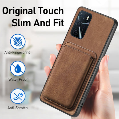 For OPPO A58 4G Retro Leather Card Bag Magnetic Phone Case(Brown) - OPPO Cases by buy2fix | Online Shopping UK | buy2fix