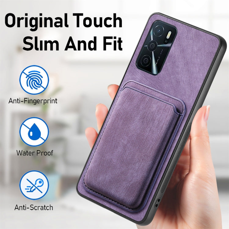 For OPPO Reno10 Global Retro Leather Card Bag Magnetic Phone Case(Purple) - OPPO Cases by buy2fix | Online Shopping UK | buy2fix