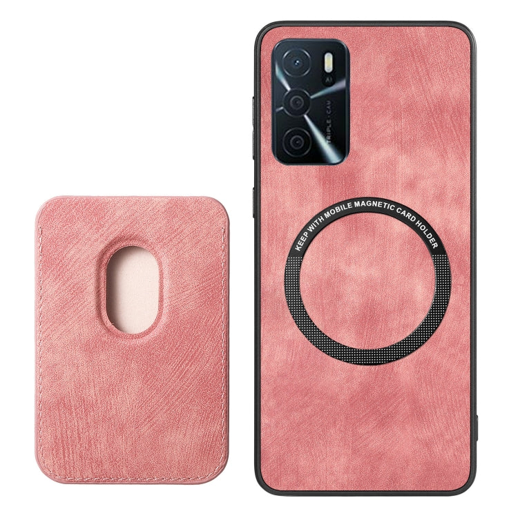 For OPPO A78 4G Retro Leather Card Bag Magnetic Phone Case(Pink) - OPPO Cases by buy2fix | Online Shopping UK | buy2fix