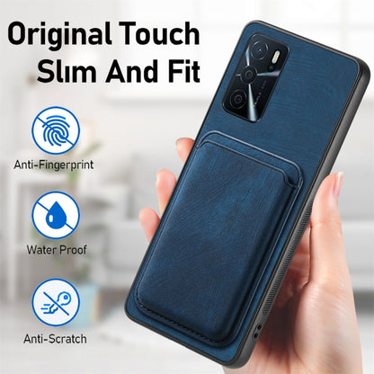 For OPPO Reno7 4G Retro Leather Card Bag Magnetic Phone Case(Blue) - OPPO Cases by buy2fix | Online Shopping UK | buy2fix