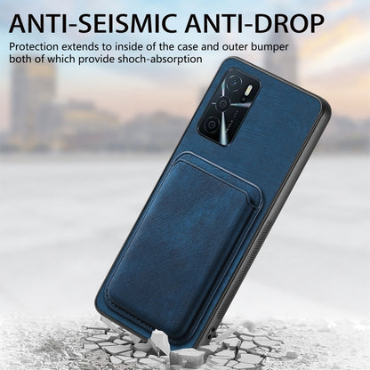 For OPPO Reno7 Pro 5G Retro Leather Card Bag Magnetic Phone Case(Blue) - OPPO Cases by buy2fix | Online Shopping UK | buy2fix
