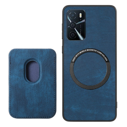 For OPPO A38 4G / A18 4G Retro Leather Card Bag Magnetic Phone Case(Blue) - OPPO Cases by buy2fix | Online Shopping UK | buy2fix
