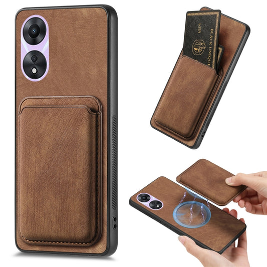 For OPPO A78 5G / A58 5G Retro Leather Card Bag Magnetic Phone Case(Brown) - OPPO Cases by buy2fix | Online Shopping UK | buy2fix