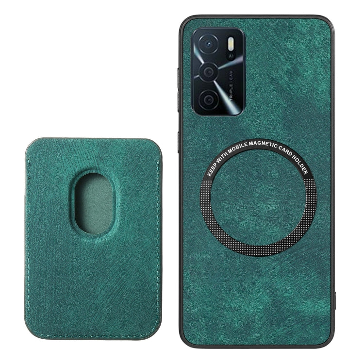 For OPPO A78 5G / A58 5G Retro Leather Card Bag Magnetic Phone Case(Green) - OPPO Cases by buy2fix | Online Shopping UK | buy2fix