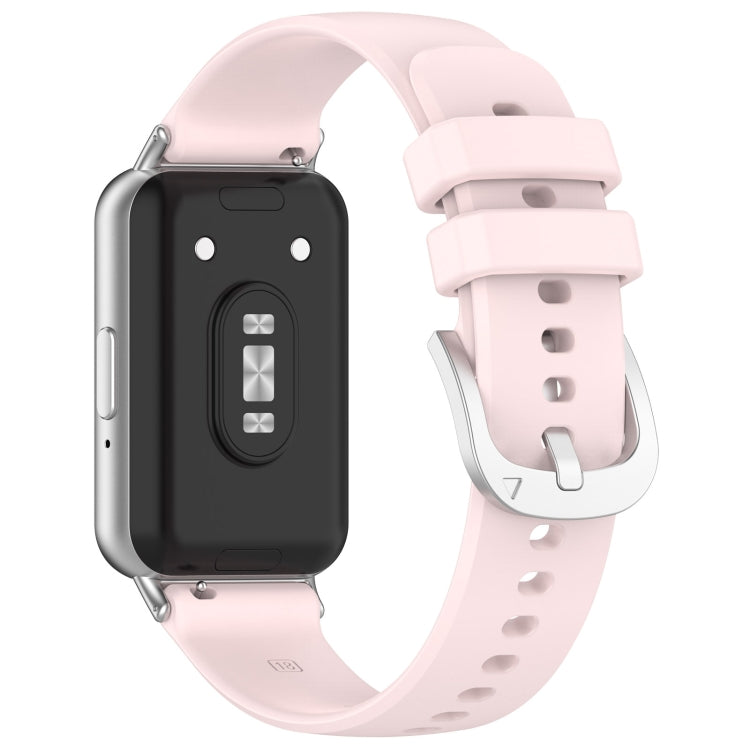 For Samsung Galaxy Fit 3 SM-R390 Metal Connector Liquid Glossy Silicone Watch Band(Light Pink) - Watch Bands by buy2fix | Online Shopping UK | buy2fix