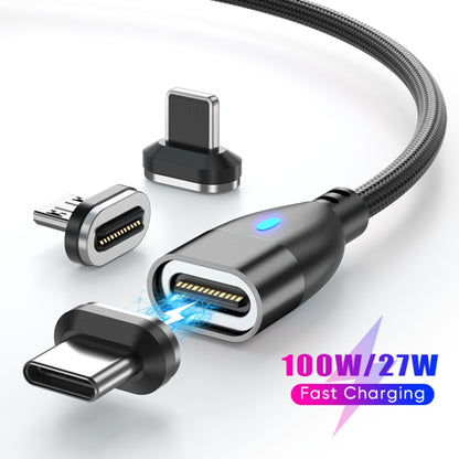 ENKAY 3 in 1 PD100W Type-C to Type-C / 8 Pin / Micro USB Magnetic Fast Charging Cable, Cable Length:1.8m(Black) - Charging Cable & Head by ENKAY | Online Shopping UK | buy2fix