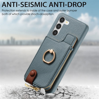 For Samsung Galaxy S23 5G Litchi Leather Oil Edge Ring Zipper Wallet Back Phone Case(Blue) - Galaxy S23 5G Cases by buy2fix | Online Shopping UK | buy2fix