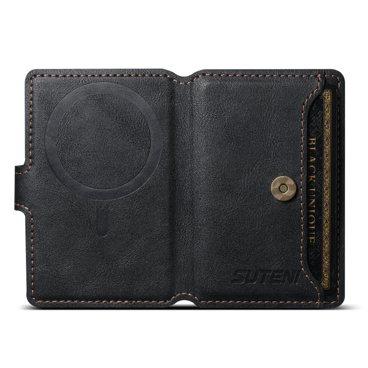 Suteni S2 Phone Magnetic Card Case Card Sleeve MagSafe Magnetic Coil PU Leather(Black) - Others Accessories by Suteni | Online Shopping UK | buy2fix