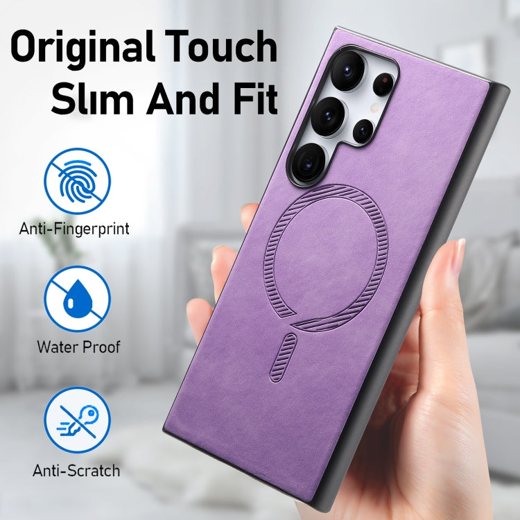 For Samsung Galaxy S24+ 5G Solid Color Retro Magsafe PU Back Cover Phone Case(Purple) - Galaxy S24+ 5G Cases by buy2fix | Online Shopping UK | buy2fix