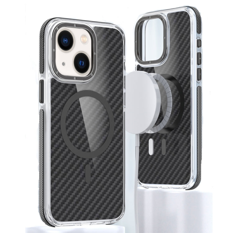 For iPhone 14 Plus Magsafe Dual-Color Carbon Fiber Phone Case(Black) - iPhone 14 Plus Cases by buy2fix | Online Shopping UK | buy2fix