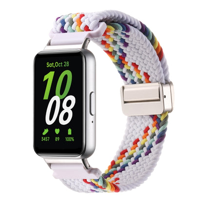 For Samsung Galaxy Fit3 Magnetic Buckle Nylon Braid Watch Band(Colorful White) - Watch Bands by buy2fix | Online Shopping UK | buy2fix