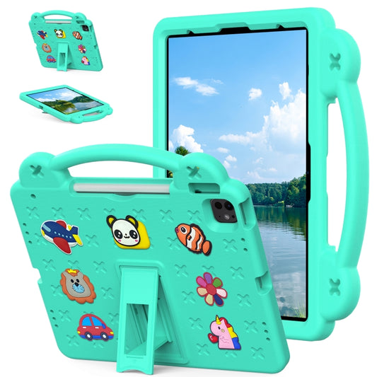 For iPad Air 13 2024 Handle Kickstand Children EVA Shockproof Tablet Case(Mint Green) - iPad Air 13 2024 Cases by buy2fix | Online Shopping UK | buy2fix