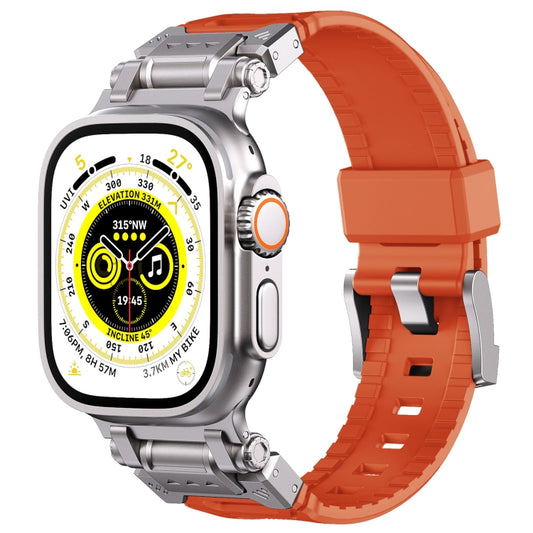 For Apple Watch SE 2023 44mm Silicone Armor Mecha Head Watch Band(Orange) - Watch Bands by buy2fix | Online Shopping UK | buy2fix