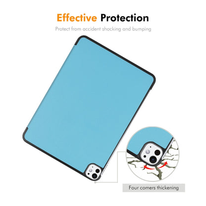 For iPad Pro 11 2024 ENKAY Tri-fold Custer Texture Platic Leather Smart Tablet Case(Light Blue) - iPad Pro 11 2024 Cases by ENKAY | Online Shopping UK | buy2fix