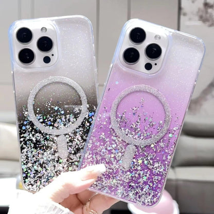 For iPhone 14 Pro Gradient Glitter MagSafe PC Hybrid TPU Phone Case(Gradient Silver) - iPhone 14 Pro Cases by buy2fix | Online Shopping UK | buy2fix