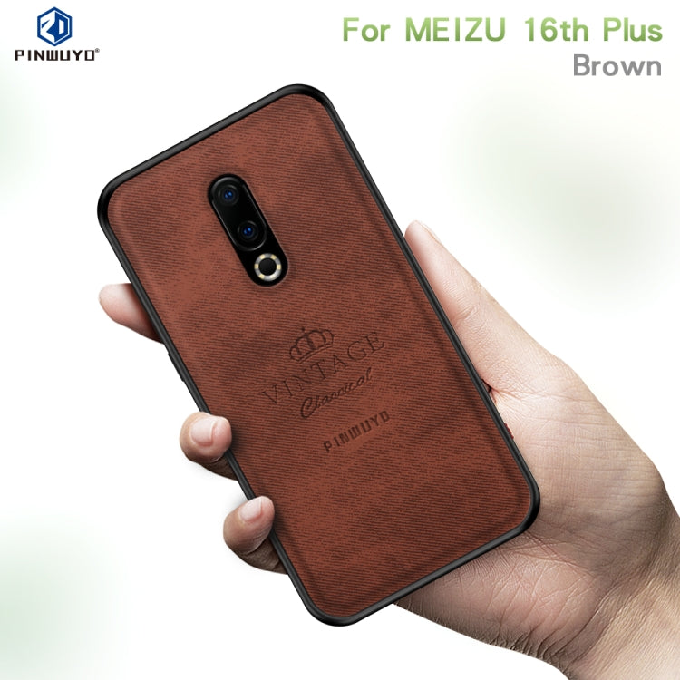 PINWUYO Shockproof Waterproof Full Coverage PC + TPU + Skin Protective Case for Meizu 16 Plus(Brown) - Meizu by PINWUYO | Online Shopping UK | buy2fix