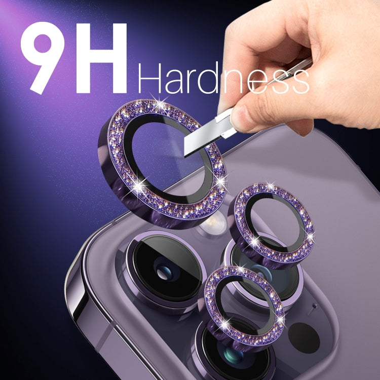 For iPhone 15 Pro / 15 Pro Max NORTHJO 2 Set 6pcs Camera Lens Protector Glitter Metal Ring Film(Purple) - iPhone 15 Pro Max Tempered Glass by NORTHJO | Online Shopping UK | buy2fix