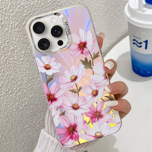 For iPhone 16 Pro Max Electroplating Laser Flower Texture TPU Phone Case(Cosmos Flower AH7) - iPhone 16 Pro Max Cases by buy2fix | Online Shopping UK | buy2fix