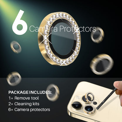 For iPhone 15 Pro / 15 Pro Max NORTHJO 2 Set 6Pcs Camera Lens Protector Diamond Metal Ring Film(Gold) - iPhone 15 Pro Max Tempered Glass by NORTHJO | Online Shopping UK | buy2fix