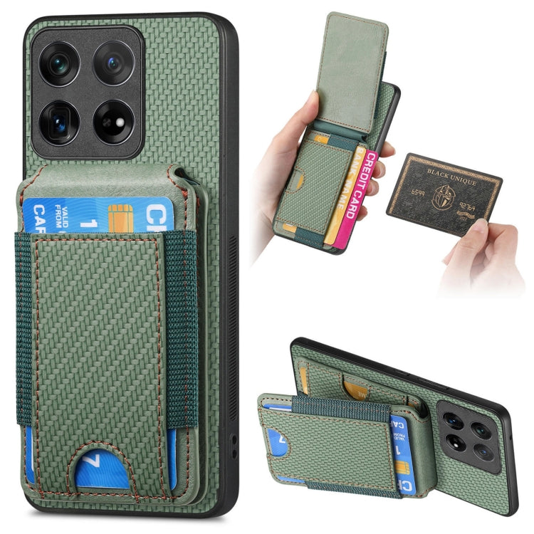 For OnePlus 12 5G Carbon Fiber Vertical Flip Wallet Stand Phone Case(Green) - OnePlus Cases by buy2fix | Online Shopping UK | buy2fix