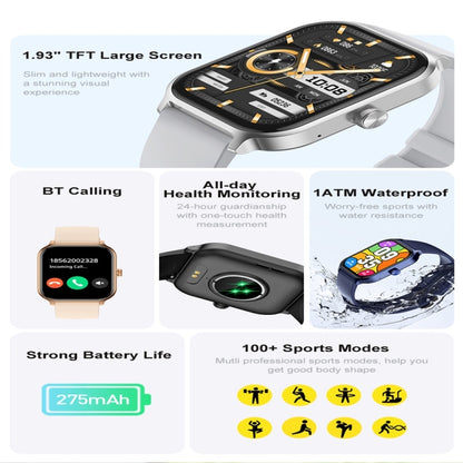 P85 1.93 inch Color Screen Smart Watch, Support Bluetooth Call / Health Monitoring(Gold) - Smart Watches by buy2fix | Online Shopping UK | buy2fix