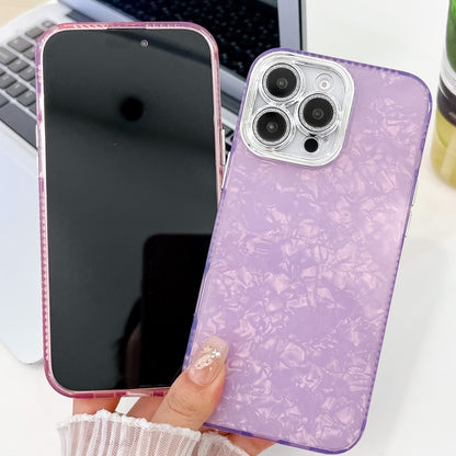 For iPhone 16 Pro Plating Glitter Texture TPU Phone Case with Lens Film(Purple Feather Yarn) - iPhone 16 Pro Cases by buy2fix | Online Shopping UK | buy2fix