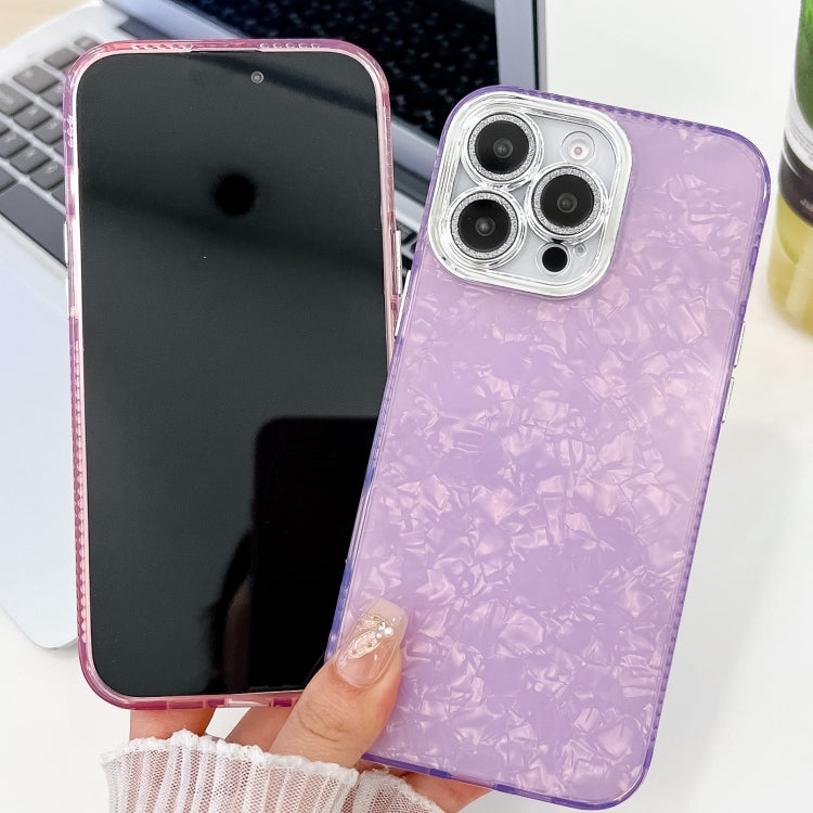 For iPhone 16 Pro Max Plating Glitter Texture TPU Phone Case with Lens Film(Pink Feather Yarn) - iPhone 16 Pro Max Cases by buy2fix | Online Shopping UK | buy2fix