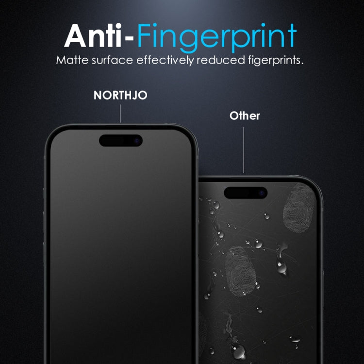 For iPhone 16 Plus NORTHJO Matte Silkscreen Anti-Fingerprint Tempered Glass Film - iPhone 16 Plus Tempered Glass by NORTHJO | Online Shopping UK | buy2fix