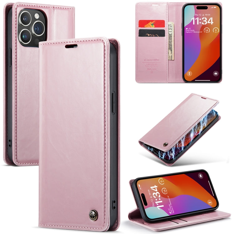 For iPhone 16 Pro CaseMe 003 Crazy Horse Texture Flip Leather Phone Case(Pink) - iPhone 16 Pro Cases by CaseMe | Online Shopping UK | buy2fix