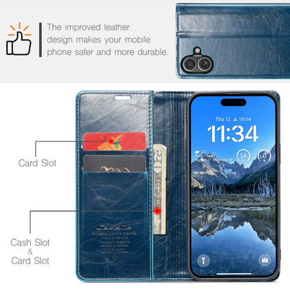 For iPhone 16 CaseMe 003 Crazy Horse Texture Flip Leather Phone Case(Blue) - iPhone 16 Cases by CaseMe | Online Shopping UK | buy2fix