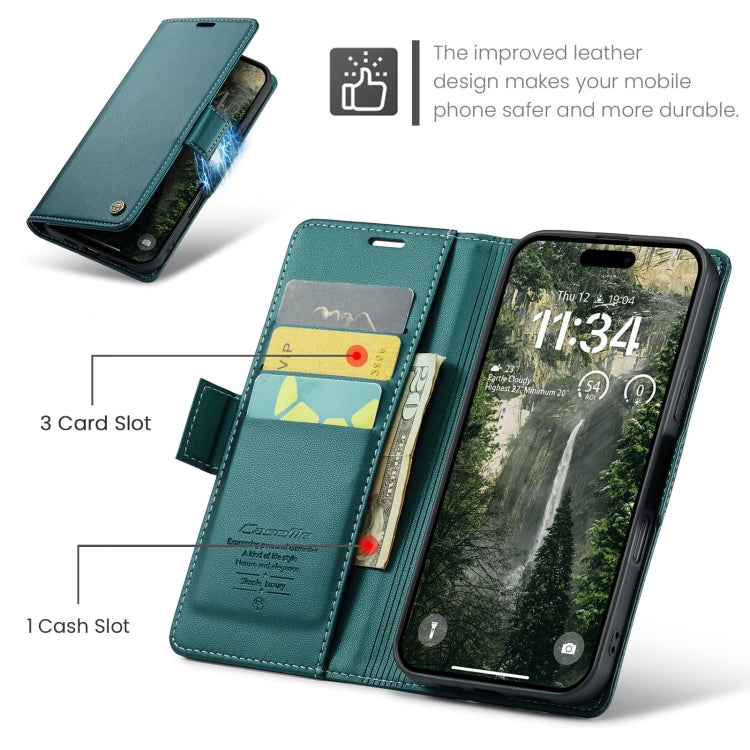 For iPhone 16 Plus CaseMe 023 Butterfly Buckle Litchi Texture RFID Anti-theft Leather Phone Case(Green) - iPhone 16 Plus Cases by CaseMe | Online Shopping UK | buy2fix