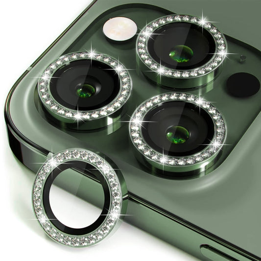 For iPhone 16 Pro / 16 Pro Max ENKAY AR Anti-reflection Individual Diamond Ring Camera Lens Glass Full Film(Deep Green) - iPhone 16 Pro Max Tempered Glass by ENKAY | Online Shopping UK | buy2fix