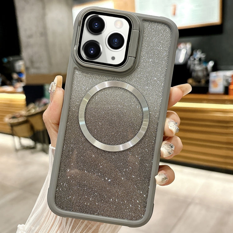 For iPhone 11 Pro Max CD-grain Gradient Glitter Magsafe Acrylic Hybrid TPU Phone Case(Grey) - iPhone 11 Pro Max Cases by buy2fix | Online Shopping UK | buy2fix