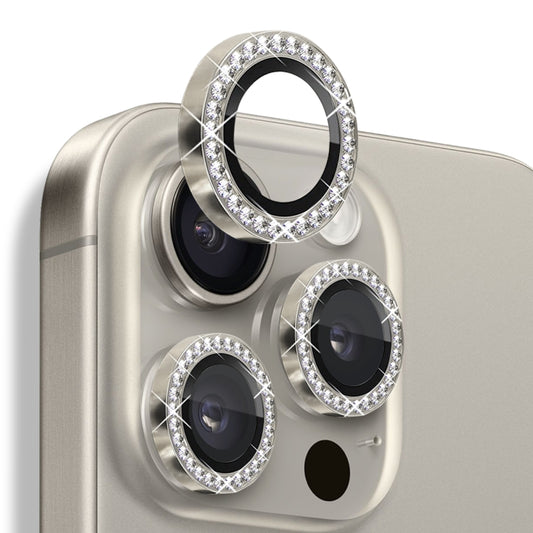 For iPhone 16 Pro / 16 Pro Max NORTHJO Rhinestone Camera Lens Protector Tempered Glass Metal Ring Film(Natural) - iPhone 16 Pro Max Tempered Glass by NORTHJO | Online Shopping UK | buy2fix